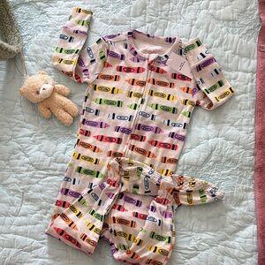 Colorful Crayon Print Kids Pajamas